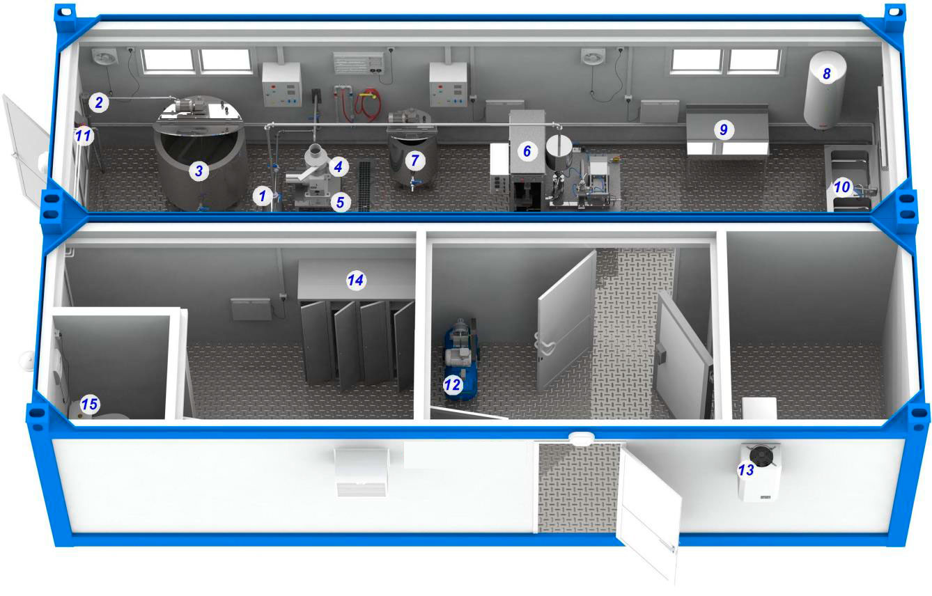 Оборудование размещено. Модульный молочный цех КОЛАКС. Модульный рыбный цех КОЛАКС-1000. Мини молочный цех КОЛАКС 1000. Модульный молочный цех КОЛАКС 5003.